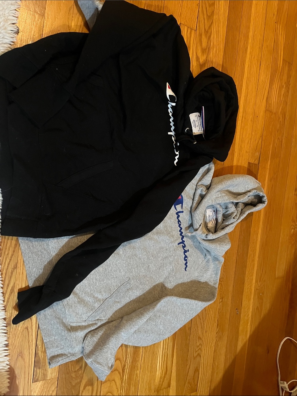 Champion Kids Sweatshirt Hoodie Black & Gray